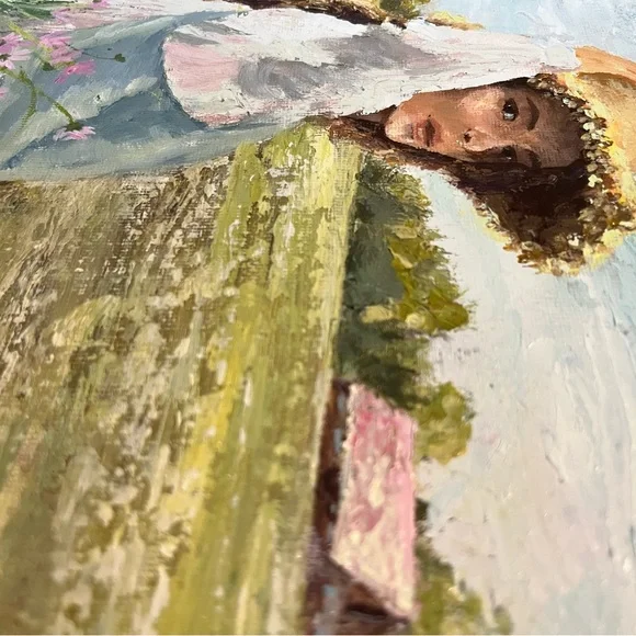 Green and Pink Impressionist Meadow Painting - Picture 6 of 7